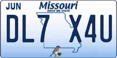 MO license plate DL7X4U