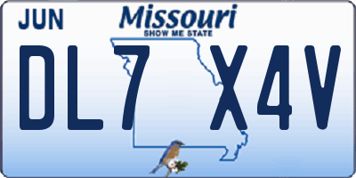 MO license plate DL7X4V