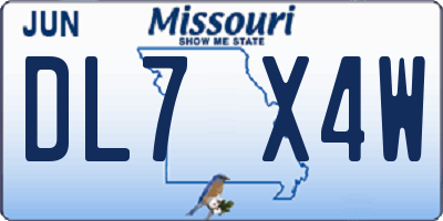 MO license plate DL7X4W