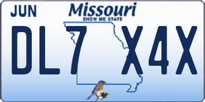 MO license plate DL7X4X