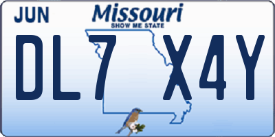 MO license plate DL7X4Y