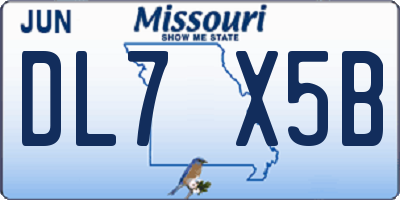 MO license plate DL7X5B