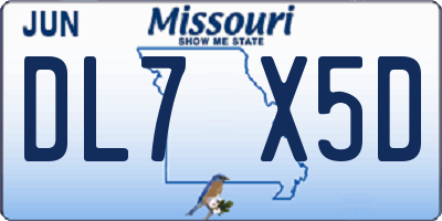 MO license plate DL7X5D