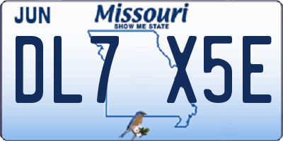 MO license plate DL7X5E