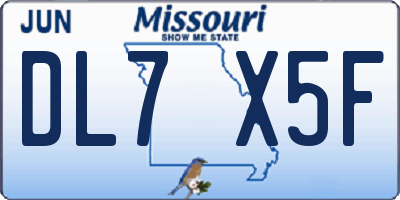 MO license plate DL7X5F