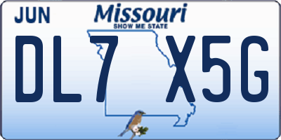 MO license plate DL7X5G
