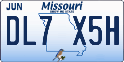 MO license plate DL7X5H
