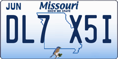 MO license plate DL7X5I