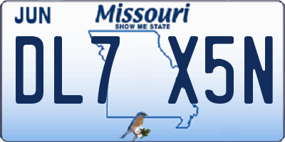 MO license plate DL7X5N