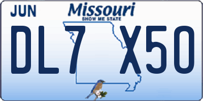 MO license plate DL7X5O