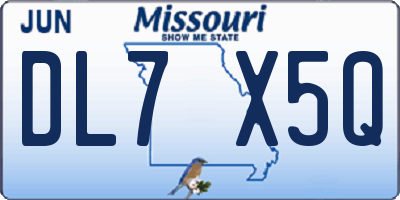 MO license plate DL7X5Q