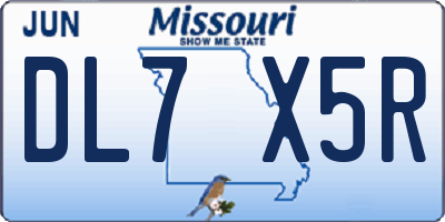 MO license plate DL7X5R