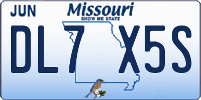 MO license plate DL7X5S