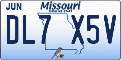 MO license plate DL7X5V