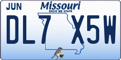 MO license plate DL7X5W