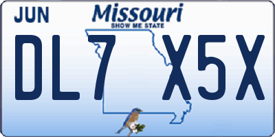 MO license plate DL7X5X