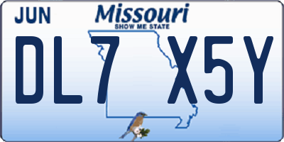 MO license plate DL7X5Y