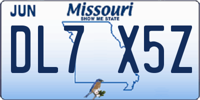 MO license plate DL7X5Z