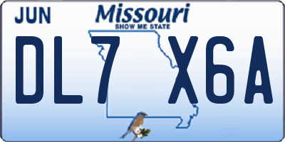 MO license plate DL7X6A