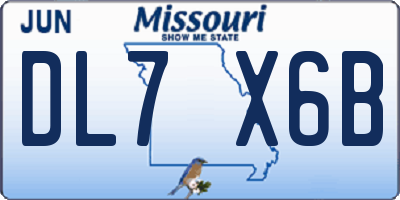 MO license plate DL7X6B
