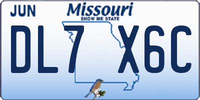 MO license plate DL7X6C