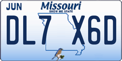 MO license plate DL7X6D