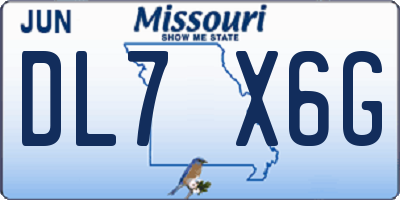 MO license plate DL7X6G