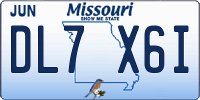 MO license plate DL7X6I