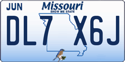 MO license plate DL7X6J