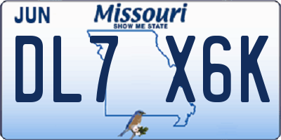 MO license plate DL7X6K