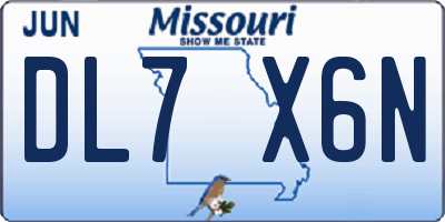 MO license plate DL7X6N