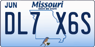MO license plate DL7X6S