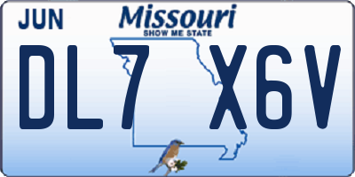 MO license plate DL7X6V