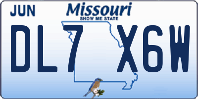 MO license plate DL7X6W