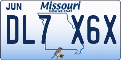 MO license plate DL7X6X
