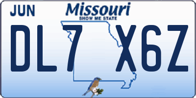 MO license plate DL7X6Z