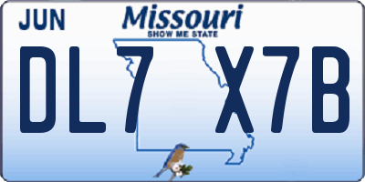 MO license plate DL7X7B