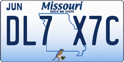 MO license plate DL7X7C