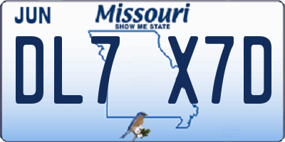 MO license plate DL7X7D