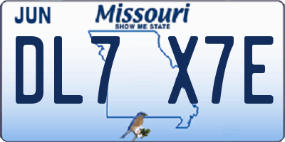 MO license plate DL7X7E