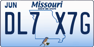 MO license plate DL7X7G