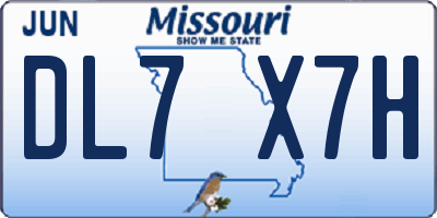 MO license plate DL7X7H
