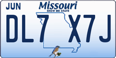 MO license plate DL7X7J