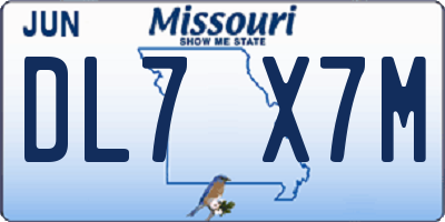 MO license plate DL7X7M