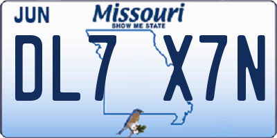 MO license plate DL7X7N