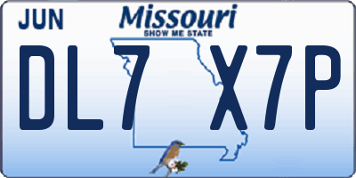 MO license plate DL7X7P
