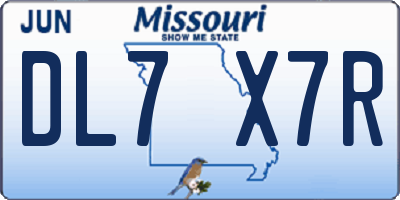 MO license plate DL7X7R