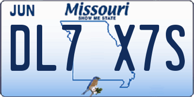 MO license plate DL7X7S