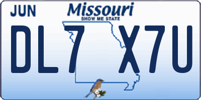 MO license plate DL7X7U