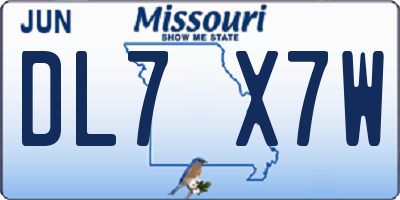 MO license plate DL7X7W